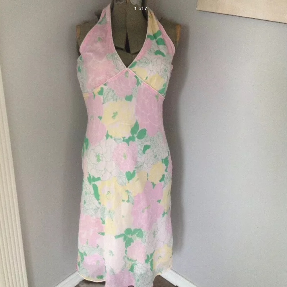 ANTHROPOLOGIE FREE PEOPLE FLORAL HALTER DRESS 8